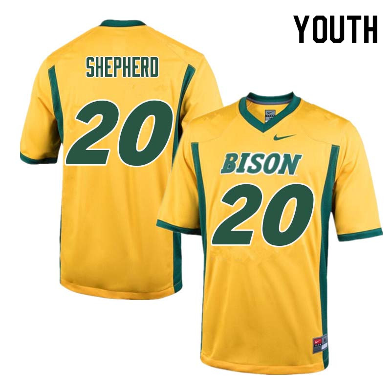 Youth #20 Darrius Shepherd North Dakota State Bison College Football Jerseys Sale-Yellow - Click Image to Close